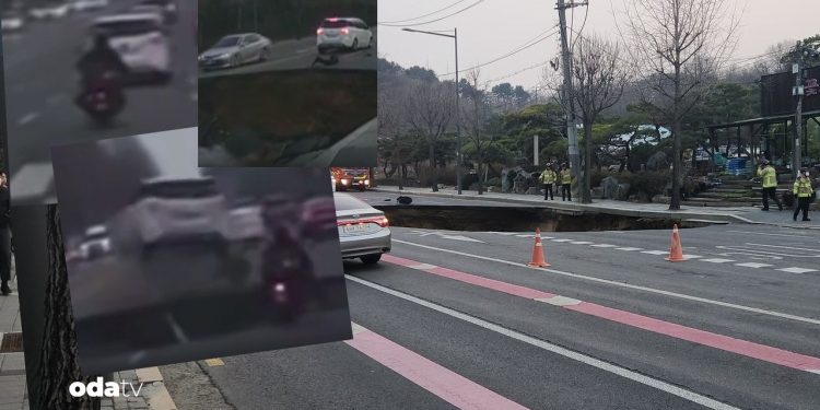 Güney Kore’de yol birden çukura döndü… Kayıp şoför aranıyor